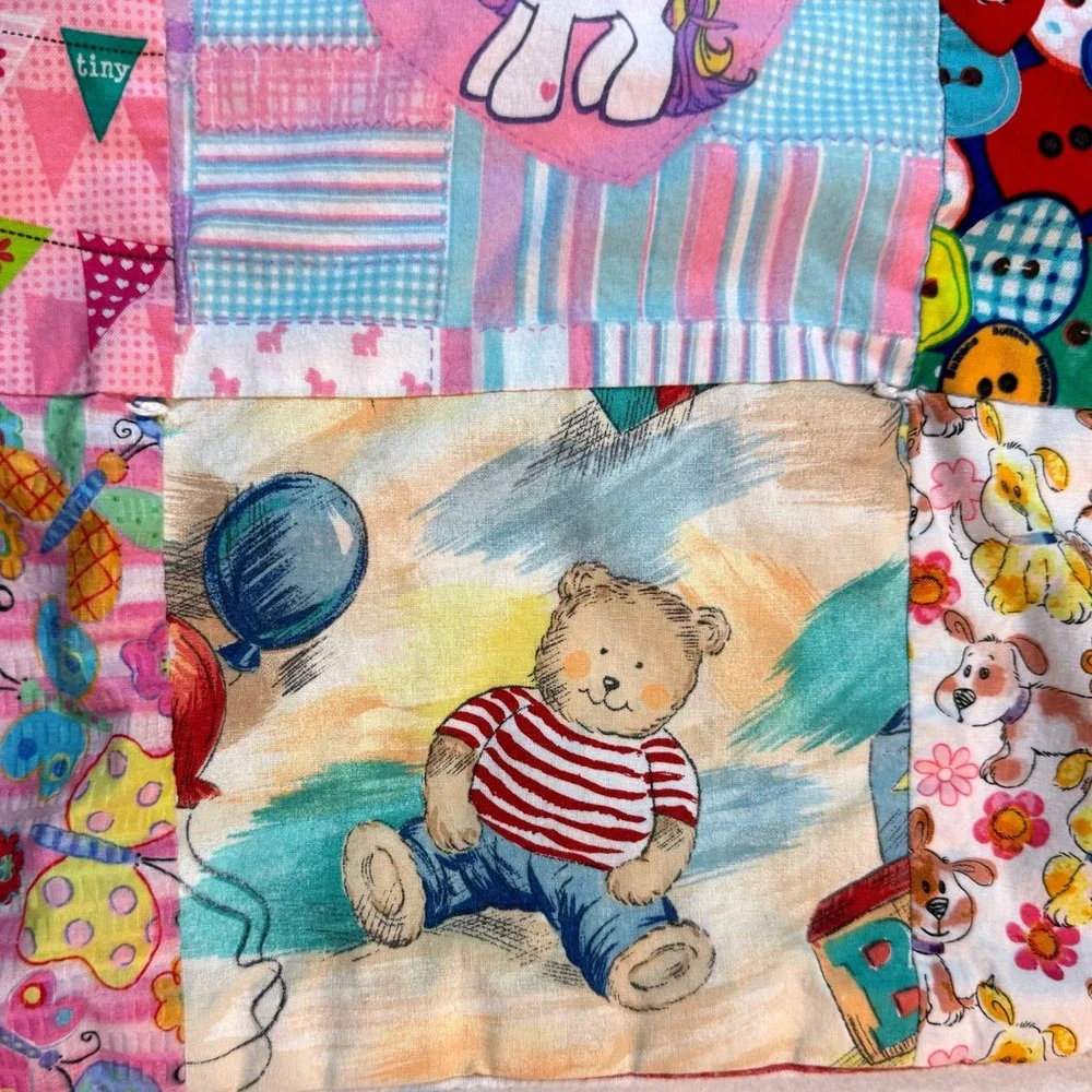 Handmade Patchwork Baby Quilt Crib‎ Blanket Pony Bear Bunny Cottagecore